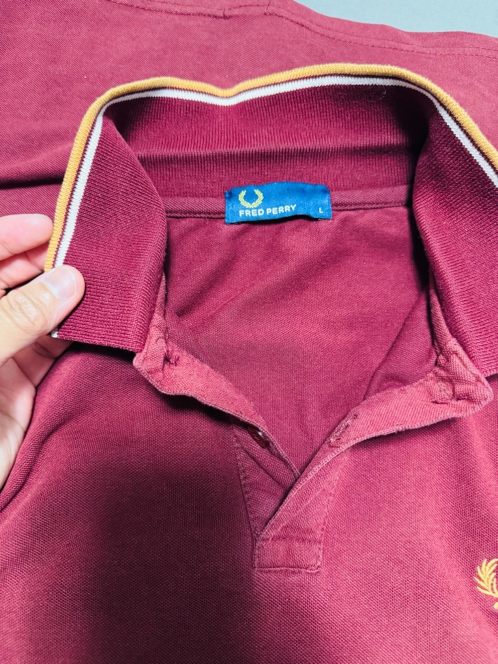 Fred Perry Men's Maroon Polo with Contrast Collar Trim